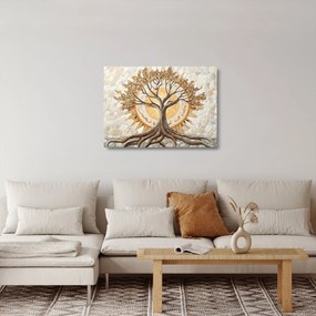 Obraz na szkle – Złote drzewo życia w mozaice (70x50 cm)
