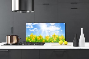 Panel Szklany Wiosenne Żonkile w Trawie