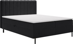 Emporius Florence Box łóżko z materacem 160x200 - pojemnik, topper - łóżko dwusobowe 160x200 cm, nowoczesny styl - tkanina aksamitna, czarny (Komodo 23)