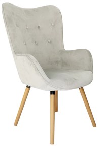 Jasnoszary aksamitny fotel COZY