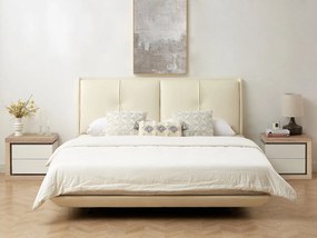 Zestaw 2 szafek nocnych z 2 szufladami - Z oświetleniem LED - Biały lakierowany i naturalny - FLARANCIA