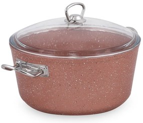 Różowy aluminiowy garnek z pokrywką Güral Porselen Classic, ø 26 cm