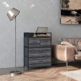 HOMCOM Komoda, sideboard, 4 tkaninowe szuflady, industrialny design, 60x29x85 cm, czarny | Aosom PL