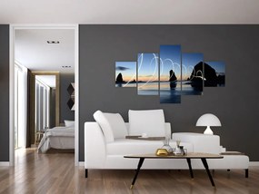Obraz - plaża o zachodzie słońca (125x70 cm)