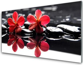 Szkło do Kuchni na Ścianę Równowaga Zen: Kwiat i Kamienie