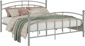 Szare metalowe łóżko w stylu vintage 200x200 cm R6-G49