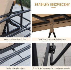 Outsunny Huśtawka ogrodowa 3-osobowa z moskitierą i daszkiem przeciwsłonecznym beżowa | Aosom PL