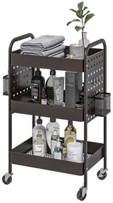 HOMCOM Wózek na Kółkach Kuchenny Czarny | Aosom PL