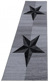 Dywan nowoczesny Plus Gwiazda szaro-czarny 80 cm x 300 cm