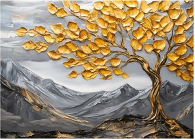 Obraz – Drzewo ze złotymi liśćmi (70x50 cm)