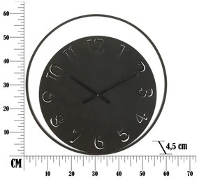 Czarny zegar ścienny Mauro Ferretti Circle, ⌀ 60 cm