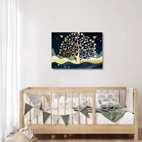Obraz na szkle złotego drzewa (70x50 cm)