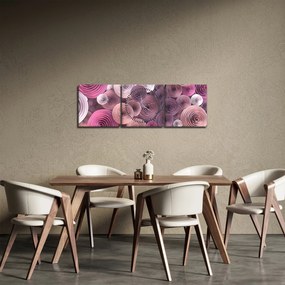 Abstrakcyjny obraz kwiatów róży (z zegarem) (90x30 cm)