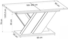 Rozkładany stół do salonu  dąb wtoan + czarny G2-B33