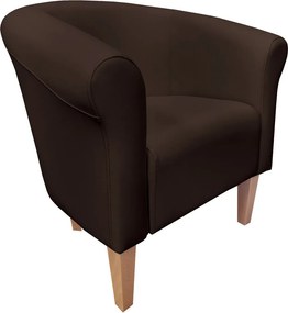 Fotel Milo tkanina Eko-skóra elegancki fotel do salonu i gabinetu : Kolor nogi - Drewno, Kolor tkaniny - EKO-SKÓRA - 19D, Wysokość nogi - 20 cm