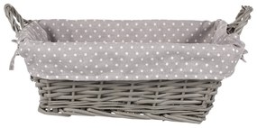 Kosz wiklinowy z tkaniną, szary, 35 x 25 x 13  cm
