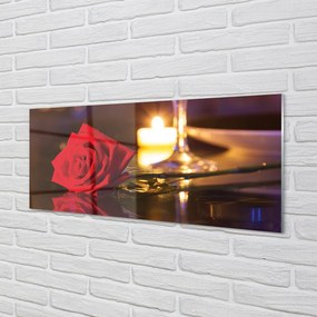 Szklany Panel Róża świeczka kieliszek