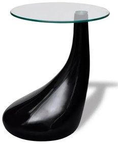 Czarny stolik kawowy w połysku  ze szklanym blatem - Anra 3X
