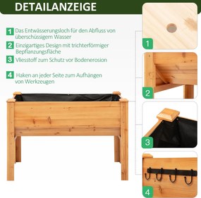 Podwyższona grządka Outsunny 124 cm x 60 cm x 81 cm