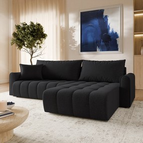 Masseno Narożnik FRIGA z funkcją spania i pojemnikiem na pościel Narozniki L, Rozkładana sofa - Czarny, ARAGON 99