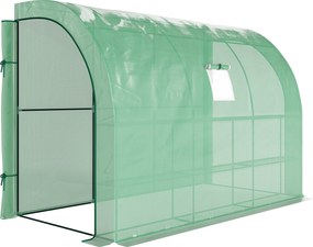 Outsunny Szklarnia ogrodowa z pokrywą z folii, odporna na UV, 3 poziomy, drzwi na zamek błyskawiczny, Zielona
