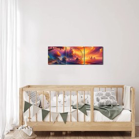 Obraz - Magiczny świat (z zegarem) (90x30 cm)