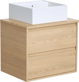 Szafka łazienkowa stojąca z umywalką do zabudowy - Okleina dębowa - 60 cm - MILIPAM