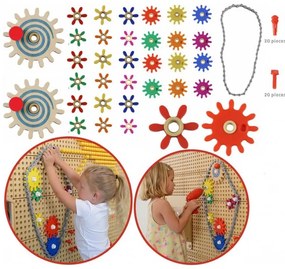 Masterkidz tablica ścienna koła zębate i łańcuch 79 el. zbuduj własny mechanizm