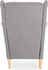 Fotel Wypoczynkowy Uszak EVAN 2 z Podnóżkiem Szary Tapicerowany Nowoczesny