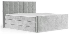 Jasnoszare łóżko kontynentalne ze schowkiem 200x200 cm Ava – Maison de Rêve