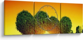 Obraz - Serce w koronach drzew (z zegarem) (90x30 cm)