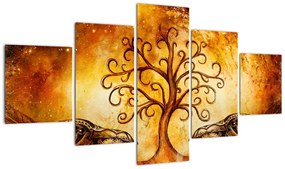Naturalny abstrakcyjny obraz drzewa (125x70 cm)