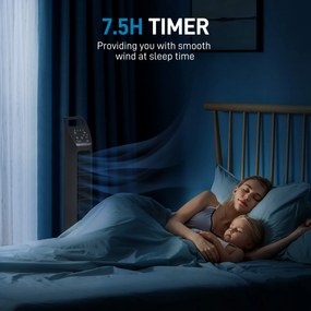 HOMCOM Wentylator stojący, wieżowy, klimatyzacja, 3 tryby, obrotowy, timer, Czarny