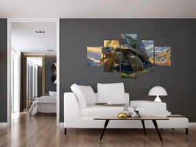Obraz - Żółw i górski krajobraz (125x70 cm)