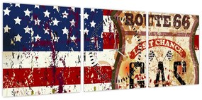 Obraz - Vintage flaga (z zegarem) (90x30 cm)