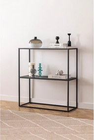 Komoda metalowo-szklana – 80 cm x 85 cm x 30 cm – czarno-dymna