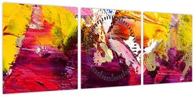Obraz abstrakcji - malarstwo (z zegarem) (90x30 cm)