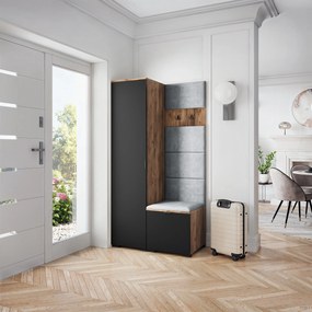 Masseno Garderoba LORI 95/181/51 cm Nowoczesna Szafa do Przedpokoju Dąb lefkas