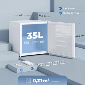 HOMCOM Mini-zamrażarka 35 l zamrażarka wolnostojąca 161 W 47 x 44,2 x 48,8 cm biały | Aosom PL