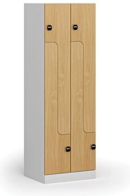 Metalowa szafka ubraniowa Z, 4-drzwiowa, 1850 x 600 x 500 mm, demontaż, zamek RFID, drzwi laminowane, buk