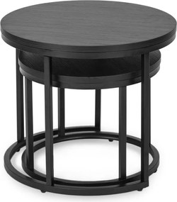 Zestaw Stolików Kawowych MANU 43 cm/53 cm Czarny Nowoczesny Loft