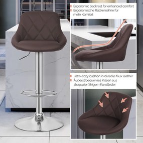 MIADOMODO Stołek barowy 2 szt, bez podłokietnika, brązowy