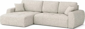Narożnik w kształcie L z funkcją spania i pojemnikiem Ivo XL, tkanina szenilowa Artico, Nata, Lewy