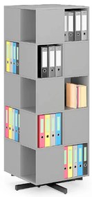 Półka obrotowa, 680×680×1932 mm, 4x 5 przegródek, szara