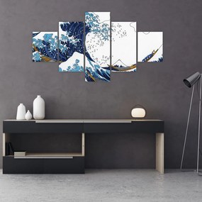 Obraz - Japoński rysunek, fale (125x70 cm)