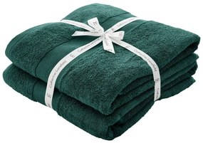 Ciemnozielone bawełniane ręczniki kąpielowe frotte zestaw 2 szt. 90x140 cm Anti-Bacterial – Catherine Lansfield