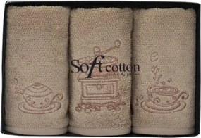 Ręczniki kuchenne COFFEE, 3 szt Śmietankowy