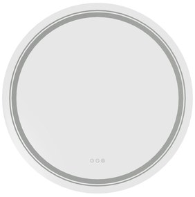 Lustro ścienne łazienkowe, okrągłe 60 cm, podświetlane srebrne DOVER 60