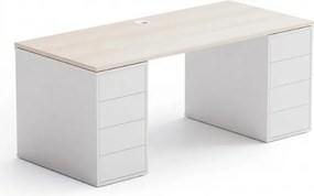 Biurko z przestrzenią do przechowywania BLOCK B03, 180x80 cm, biały/dąb naturalny