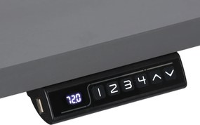 Narożne biurko z regulacją wysokości, 160x120 cm, 1 silnik, L/P, czarna podstawa, biały